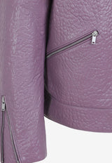 Leather Zip-Up Bomber Jacket