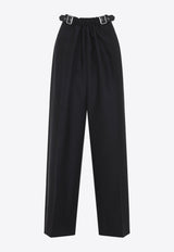 Mid-Rise Belted Tailored Pants