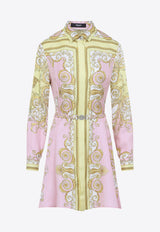 Spring Barocco Print Silk Mini Dress