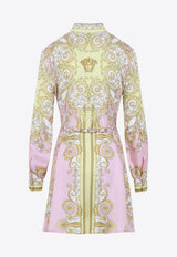 Spring Barocco Print Silk Mini Dress