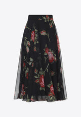 Floral Chiffon Midi Skirt