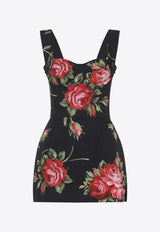 Bouquet Print Bustier Mini Dress