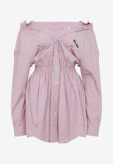 Off-Shoulder Striped Mini Dress