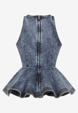 Peplum Denim Sleeveless Top