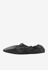 Leather Ballet Flats with Logo-Stamp