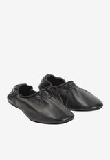 Leather Ballet Flats with Logo-Stamp