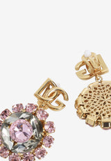 DG Crystal-Adorned Brass Earrings