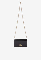 Iconic Logo Calf Leather Chain Clutch