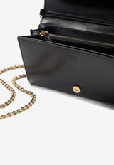 Iconic Logo Calf Leather Chain Clutch