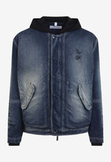 Cherry Fleece Denim Jacket with Hood