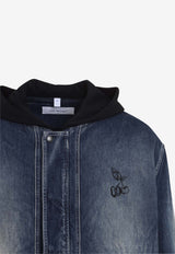 Cherry Fleece Denim Jacket with Hood