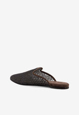 Monili-Embellished Raffia Slippers