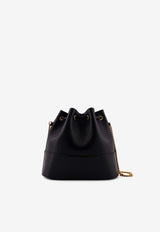 Mini Logo-Plaque Leather Bucket Bag