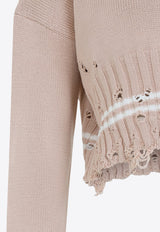 Distressed Cropped Knitted Sweater