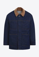 Corduroy-Collar Padded Worker Jacket