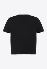 Short-Sleeved Knitted Cropped Top