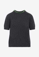 Embellished Cashmere and Wool Knit Top