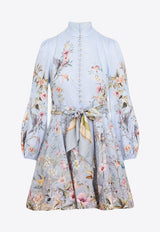 Rebellion Floral Print Linen Mini Dress