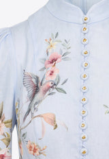 Rebellion Floral Print Linen Mini Dress