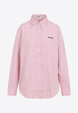 Striped Shirt with Logo-Lettering