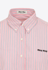 Striped Shirt with Logo-Lettering