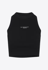 Logo Embroidered Cropped Tank Top