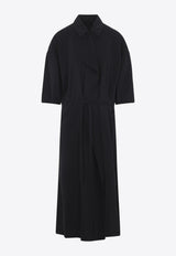 Ruffled Midi Dress with Belt