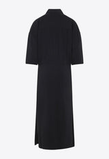 Ruffled Midi Dress with Belt