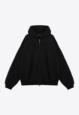 Fear Of God Essentials Rubberized Logo Patch Zip-Up Hooded Sweatshirt Black 192BT246240F/P_FEARE-BLK