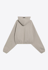 Fear Of God Essentials Logo Patch Hooded Cropped Sweatshirt Beige 192SP257751FW_FEARE-TI