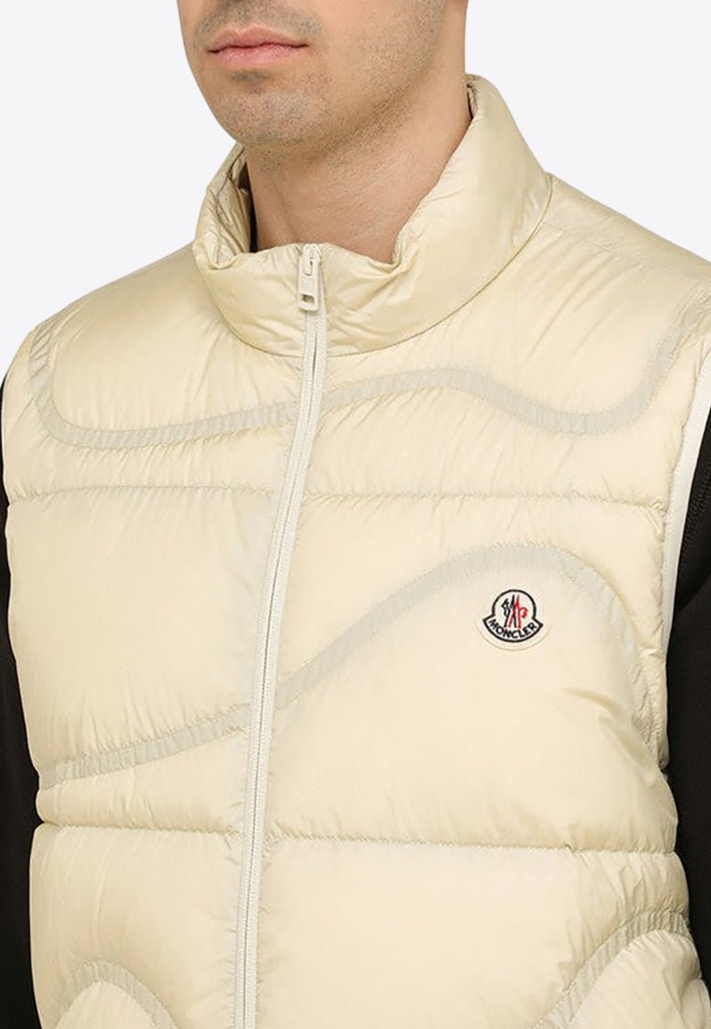 Moncler Tayrona Logo Patch Zip-Up Vest Off-white 1A001-195396L/O_MONCL-038