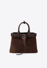 Prada Medium Suede Top Handle Bag Brown 1BA434OBO2C4S/R_PRADA-F0324