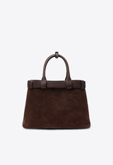 Prada Medium Suede Top Handle Bag Brown 1BA434OBO2C4S/R_PRADA-F0324