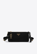 Prada Triangle Logo Re-Nylon and Leather Shoulder Bag Black 1BC234NDO2C8Q/R_PRADA-F0002