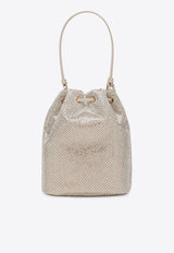 Prada Crystal Embellished Logo Bucket Bag Champagne 1BE067OOD2HNJ/R_PRADA-F0GCN