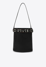 Prada Studded Belt Leather Bucket Bag Black 1BE085SBB2HIE/Q_PRADA-F0002