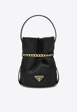 Prada Mini Petit Sac Bucket Bag in Re-Nylon and Nappa Leather Black 1BE088OOORUKW/R_PRADA-F0002