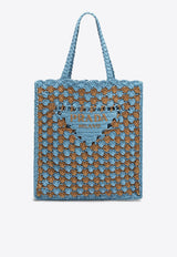 Prada Logo Crochet Knit Tote Bag Sky Blue 1BG393OOB2CQ2/Q_PRADA-F04F4