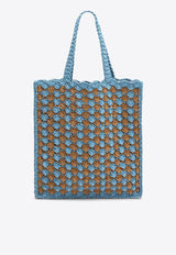 Prada Logo Crochet Knit Tote Bag Sky Blue 1BG393OOB2CQ2/Q_PRADA-F04F4