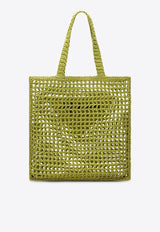 Prada Logo Embroidered Crochet Knit Tote Bag Yellow 1BG393OOO2C2T/Q_PRADA-F0322
