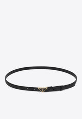 Prada Triangle Logo Saffiano Thin Leather Belt Black 1CC621053/P_PRADA-F0002