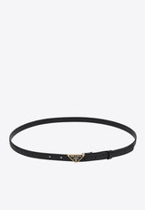 Prada Triangle Logo Saffiano Leather Belt Black 1CC621053/R_PRADA-F0002