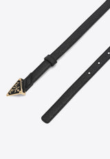 Prada Triangle Logo Saffiano Leather Belt Black 1CC621053/R_PRADA-F0002