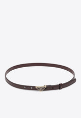 Prada Triangle Logo Saffiano Leather Belt Burgundy 1CC621053/R_PRADA-F0007