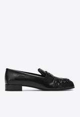 Prada Ruched Leather Penny Loafers Black 1D175O020007/R_PRADA-F0002