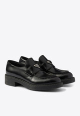 Prada Chocolate Brushed Leather Logo Loafers Black 1D246MG050ULS/R_PRADA-F0002