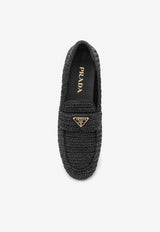 Prada Logo Appliqué Woven Crochet Loafers Black 1D437N0052C2T/O_PRADA-F0002