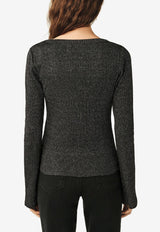 ba&sh Lily Scoop-Neck Ribbed Top Silver 1E25LILY_SILVER