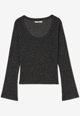 ba&sh Lily Scoop-Neck Ribbed Top Silver 1E25LILY_SILVER