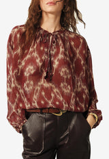 ba&sh Menaelle Printed Long-Sleeved Blouse Burnt 1E25MENA_BRICK